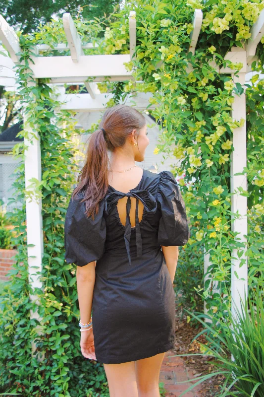 Price Rollback Black Bow Backless Dress