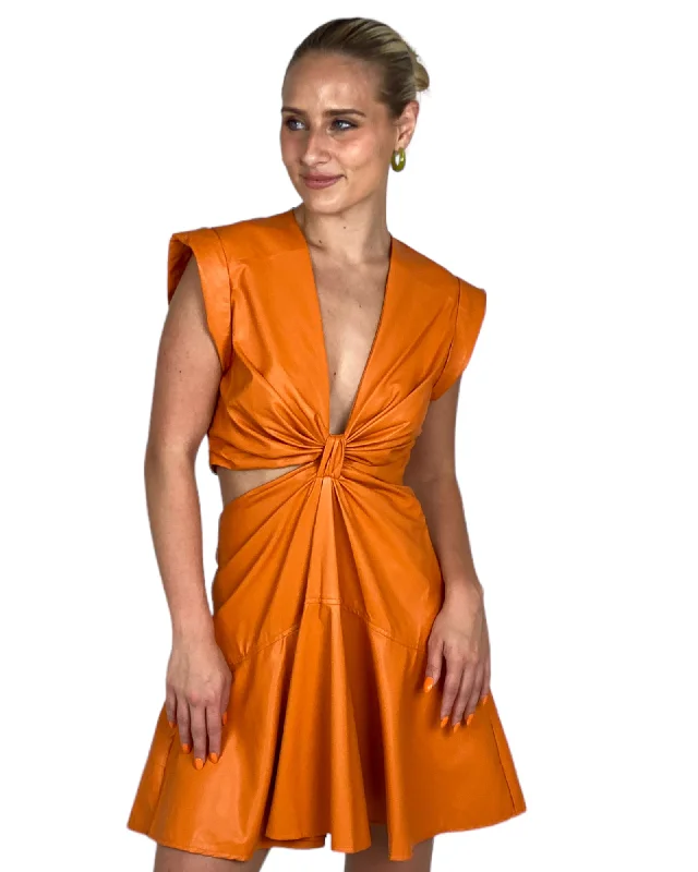 Great Deals Burnt Orange Faux Leather Dress