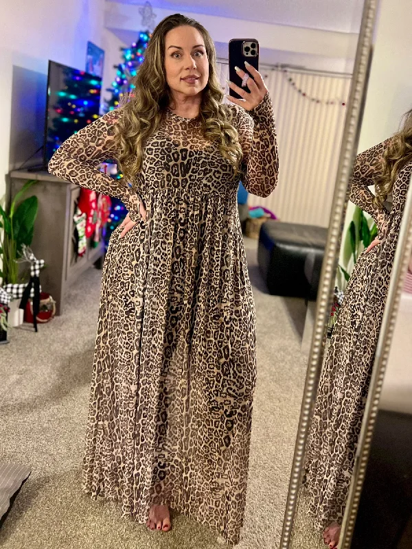Can't Miss Carmen Sheer Cheetah Dress by Blakeley (L/XL)