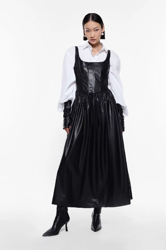 Discount Days Corset Faux Leather Dress