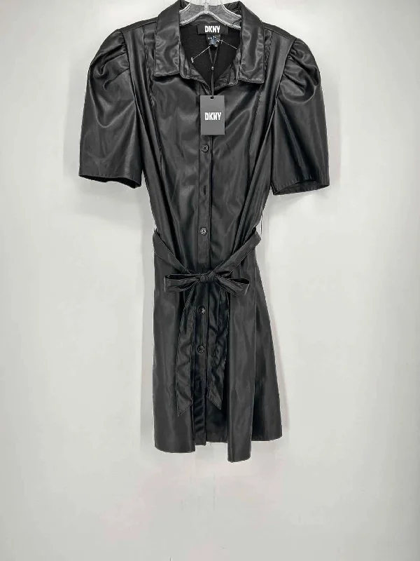 Blowout Deals DKNY Size 12 Black Faux Leather NWT Dress