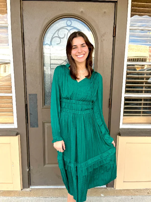 Super Sale Emerald Green Midi Dress