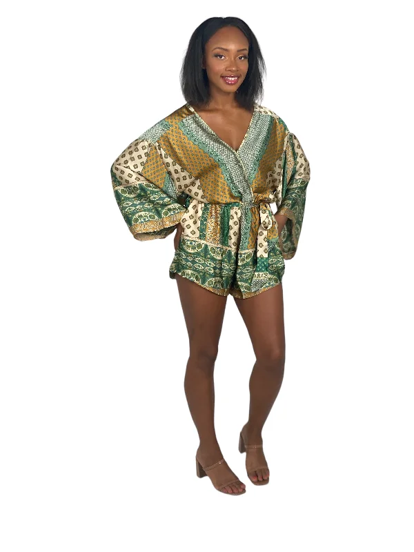 Early Bird Discount Emerald Kimono Sleeve Romper