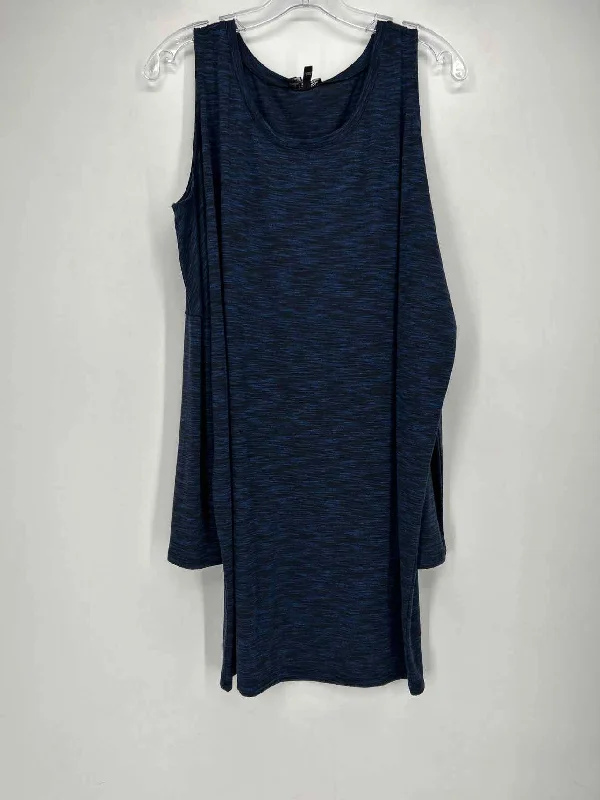 Deal of the Day Express Size L Black & Blue Space Dye Cold Shoulder Dress