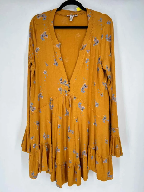 Special Promotion Free People Size M Mustard Floral Dress