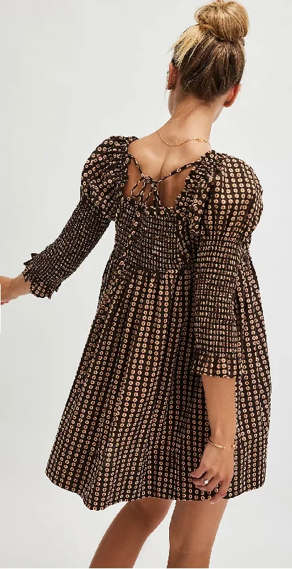 Don't Wait Free People Star Dipped Mini Black Combo Dress