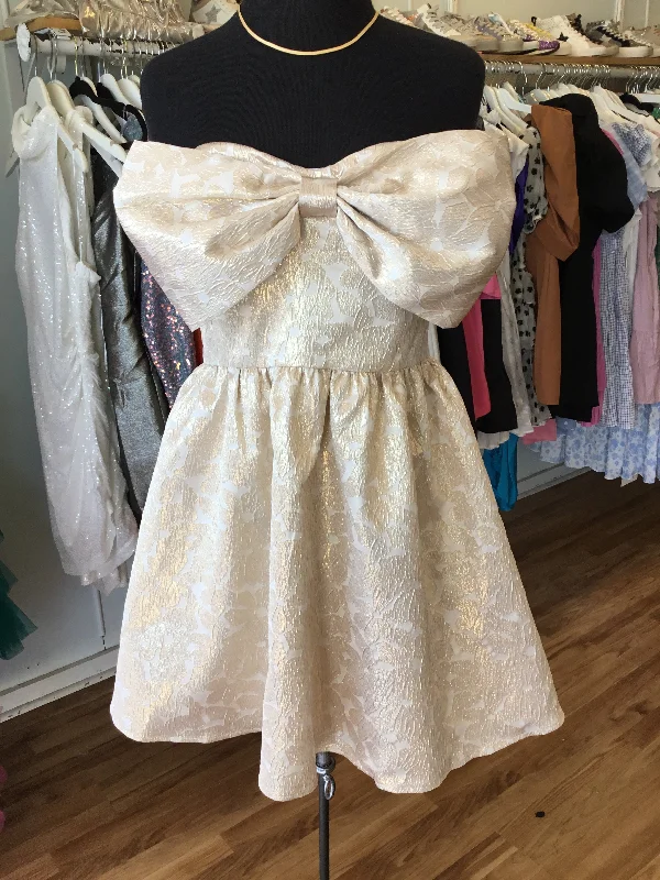 Reduced Prices Gold Bow Strapless Dress