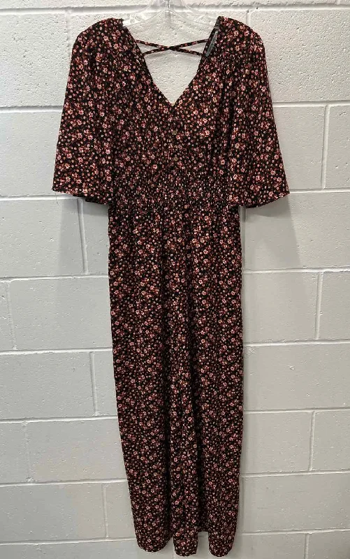 Overstock Good Luck Gem Size M Floral Jumpsuit