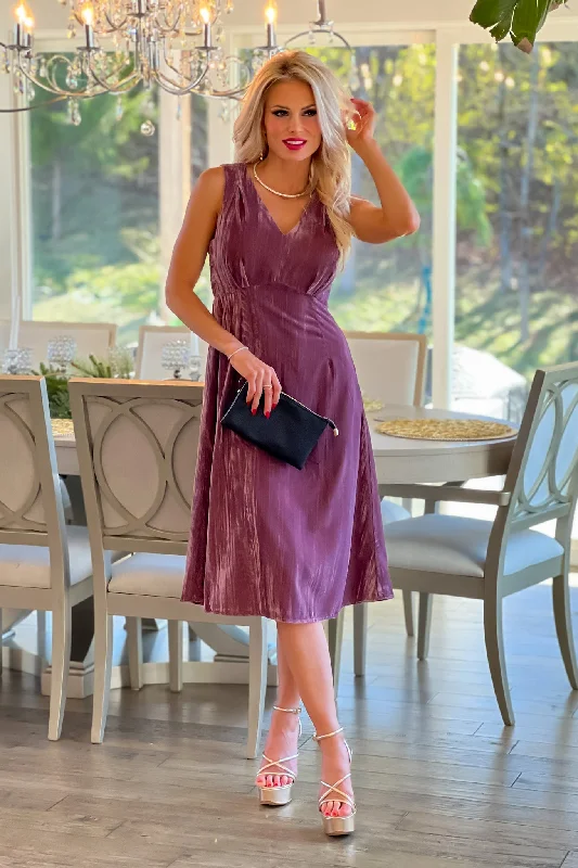 Savings Bonanza Happier Than Ever Velvet Sleeveless Dress : Mauve