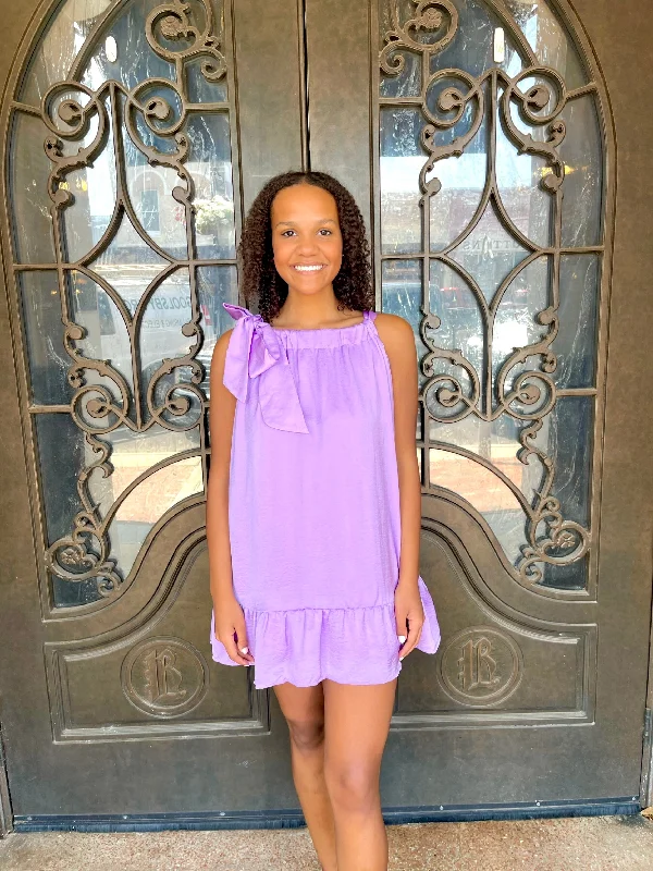 Mega Sale Lavender Tie Neck Dress