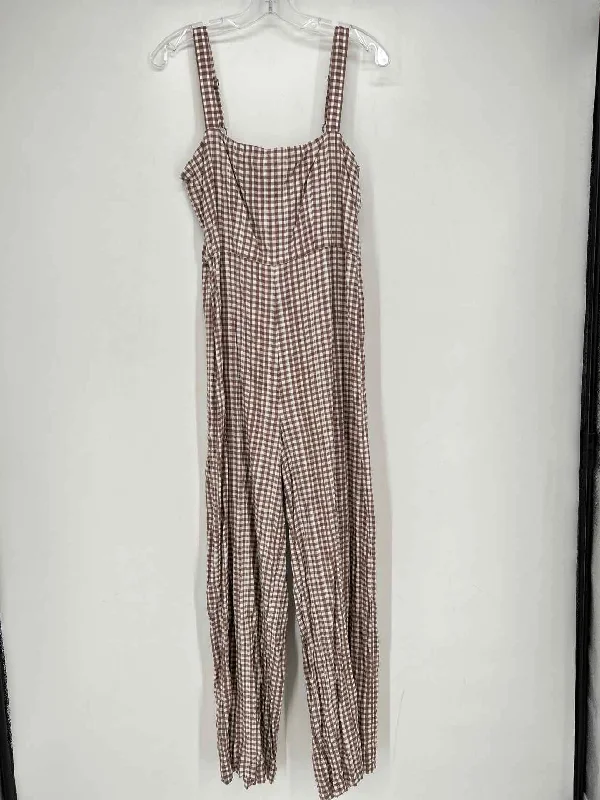 Super Sale Oneil Size M Brown Gingham Jumpsuit
