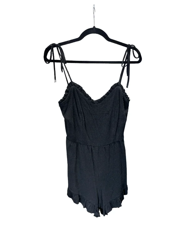 Bargain Prices Ruffled Hem Black Smocking Romper