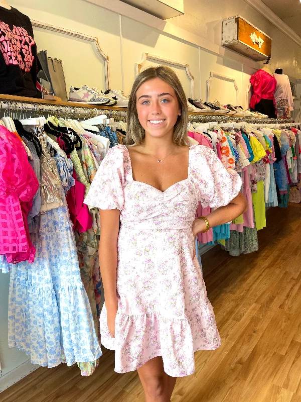 Online Specials Pink Textured Floral Mini Dress