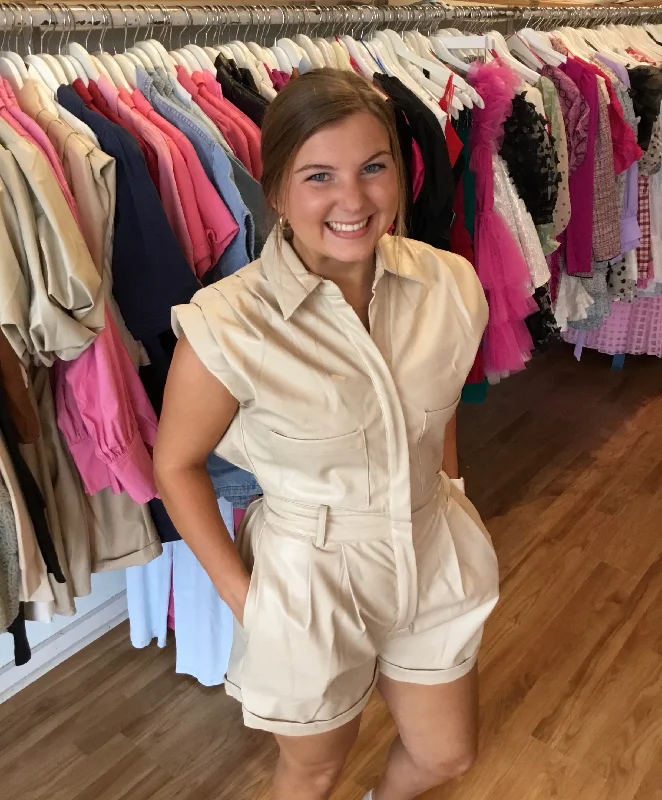 Final Clearance Pu Leather Romper