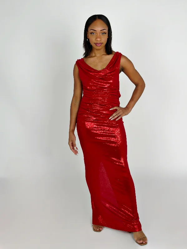 Value Deals Red Metallic Dress