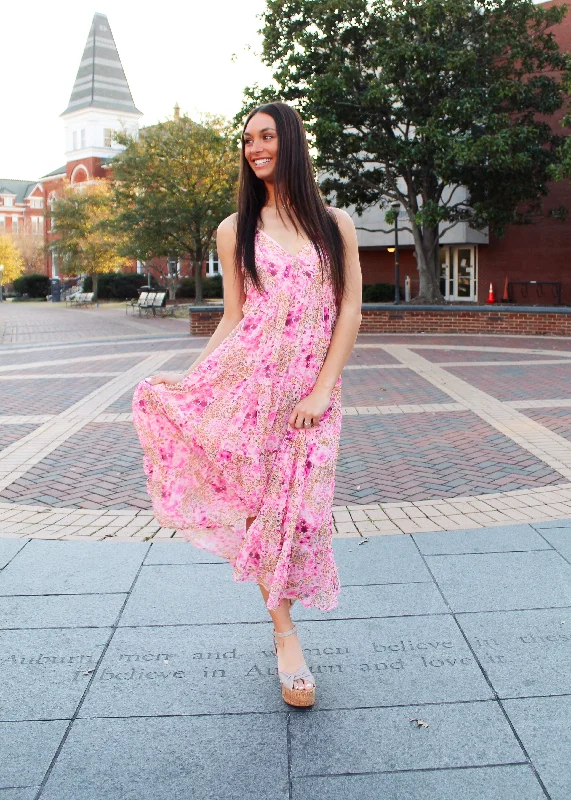 Can't Miss Rose Pink Floral Maxi Dress