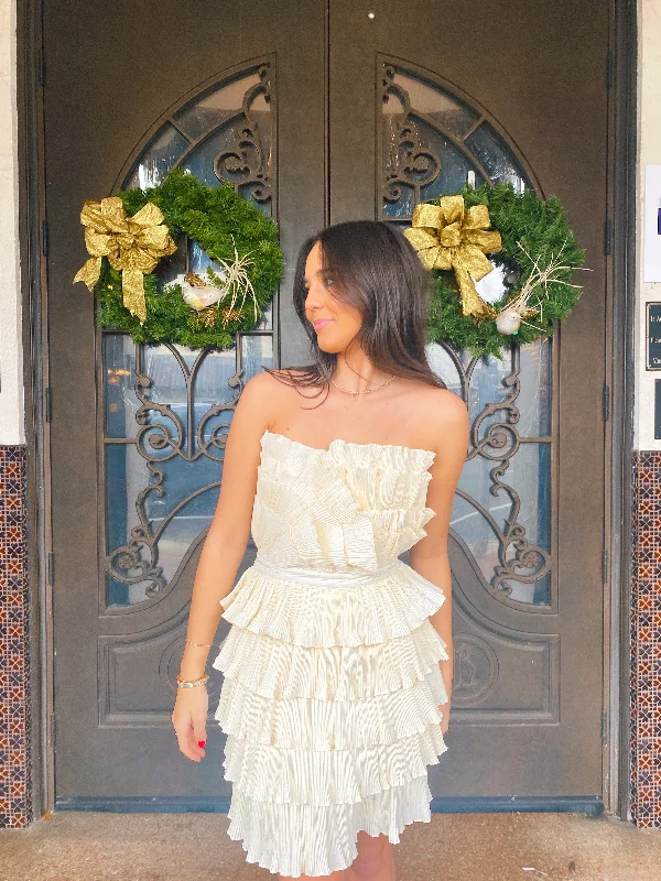 Deal Alert Strapless Ruffle Dress