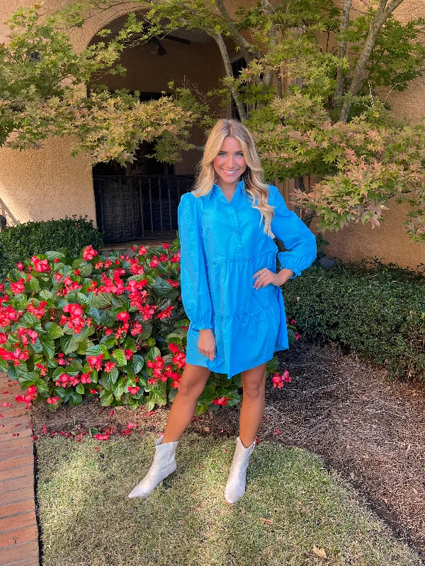Deep Discounts Turquoise Babydoll Mini Dress