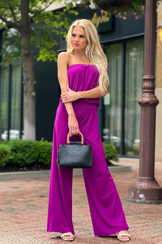Bargain Blast Veronica M Azalea Tube Jumpsuit : Plum