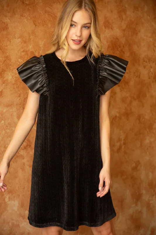 Price Break Stone Fox Cable Velvet Dress
