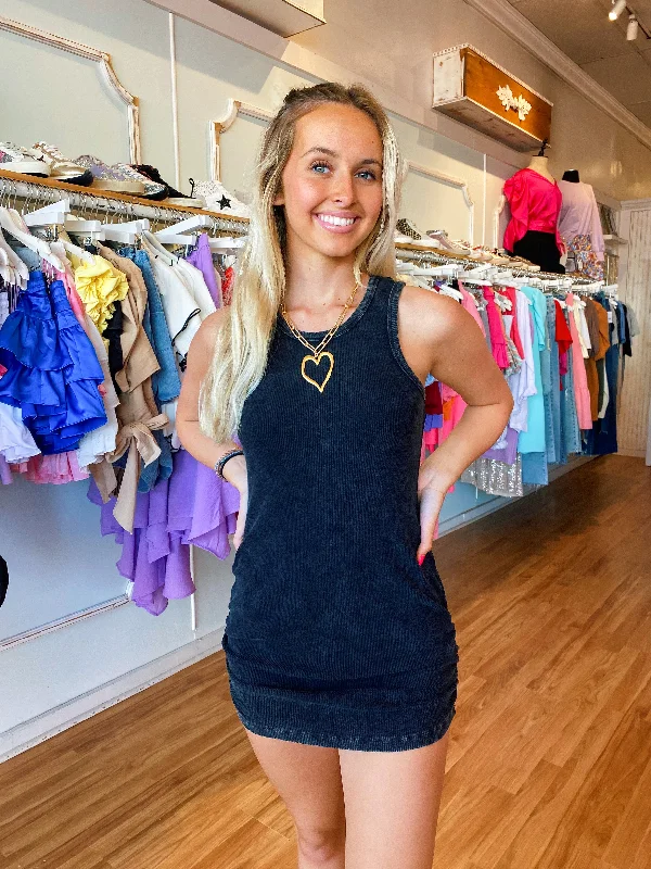 Super Deal Washed Ribbed Dress