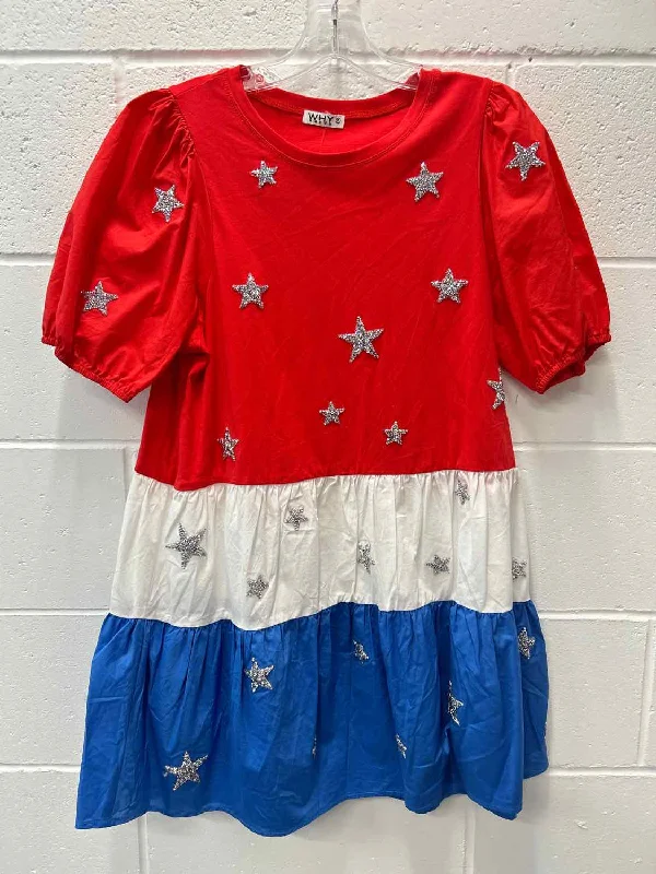 Act Now Why Size S Red, White & Blue Dress